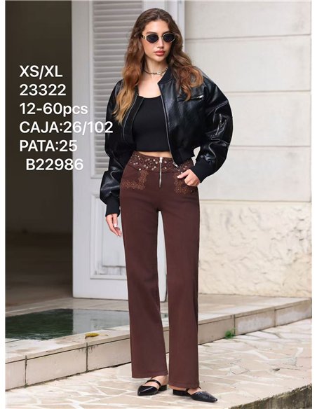 Weit geschnittene Jeans mit besticktem Bund und Ösen