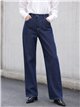 Jeans a gamba larga a righe sottili blu navy