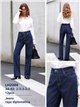 Jeans a gamba larga a righe sottili blu navy