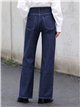 Jeans a gamba larga a righe sottili blu navy