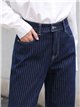 Jeans a gamba larga a righe sottili blu navy