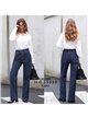 Jeans a gamba larga a righe sottili blu navy