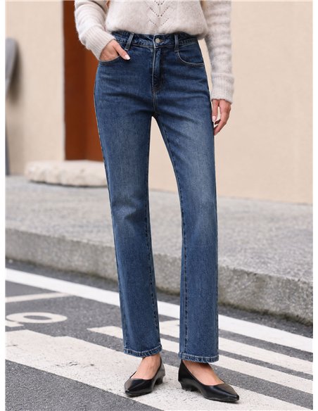 jeans a gamba dritta, lavaggio medio