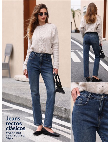jeans a gamba dritta, lavaggio medio