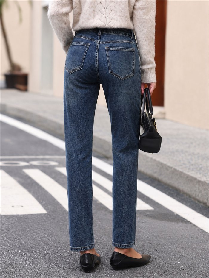 jeans a gamba dritta, lavaggio medio