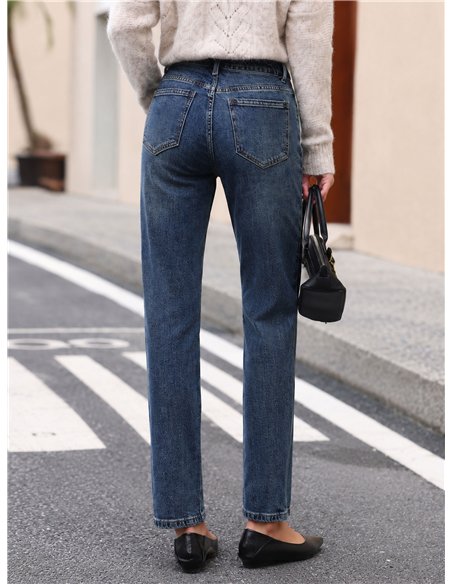 jeans a gamba dritta, lavaggio medio