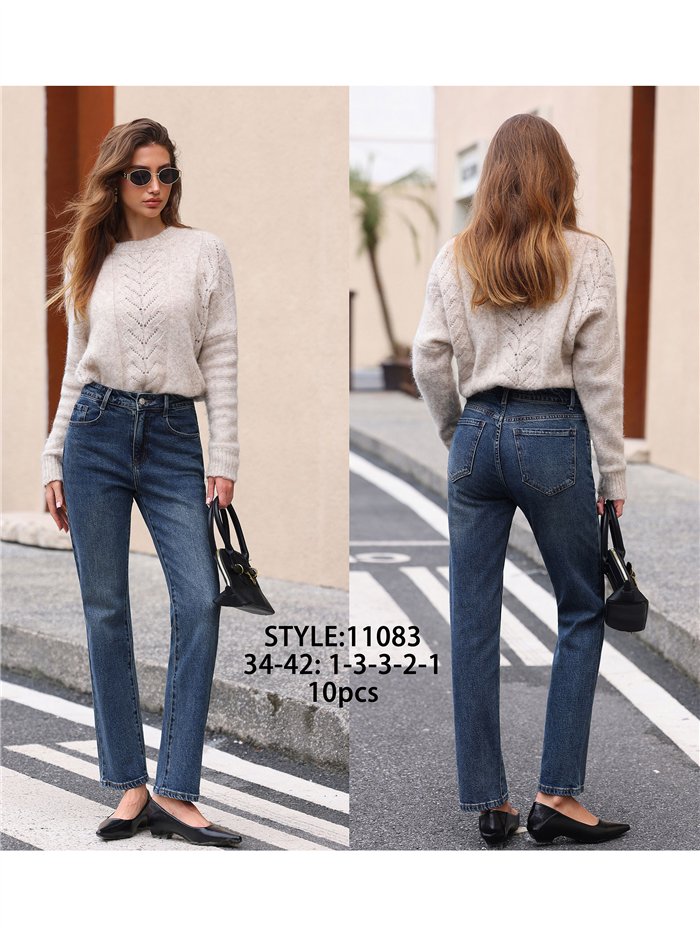 jeans a gamba dritta, lavaggio medio