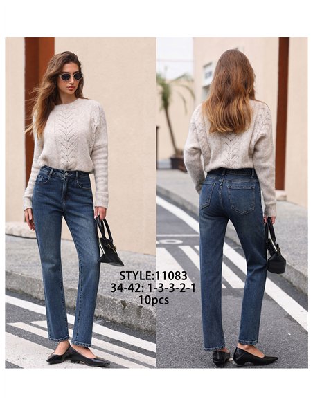 jeans a gamba dritta, lavaggio medio