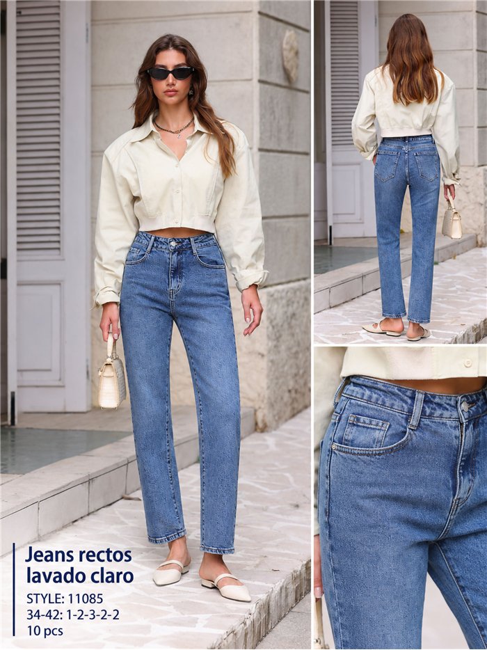 jeans a gamba dritta, lavaggio chiaro