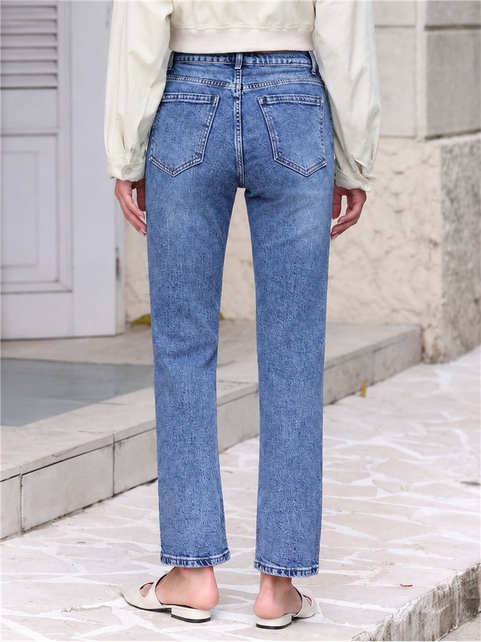 jeans a gamba dritta, lavaggio chiaro