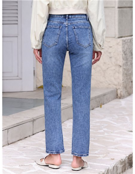 jeans a gamba dritta, lavaggio chiaro