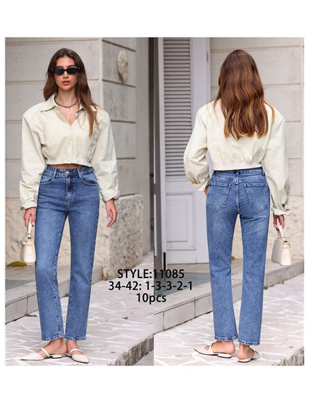 jeans a gamba dritta, lavaggio chiaro
