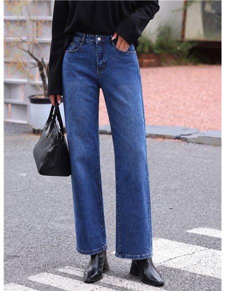jeans blu a gamba larga