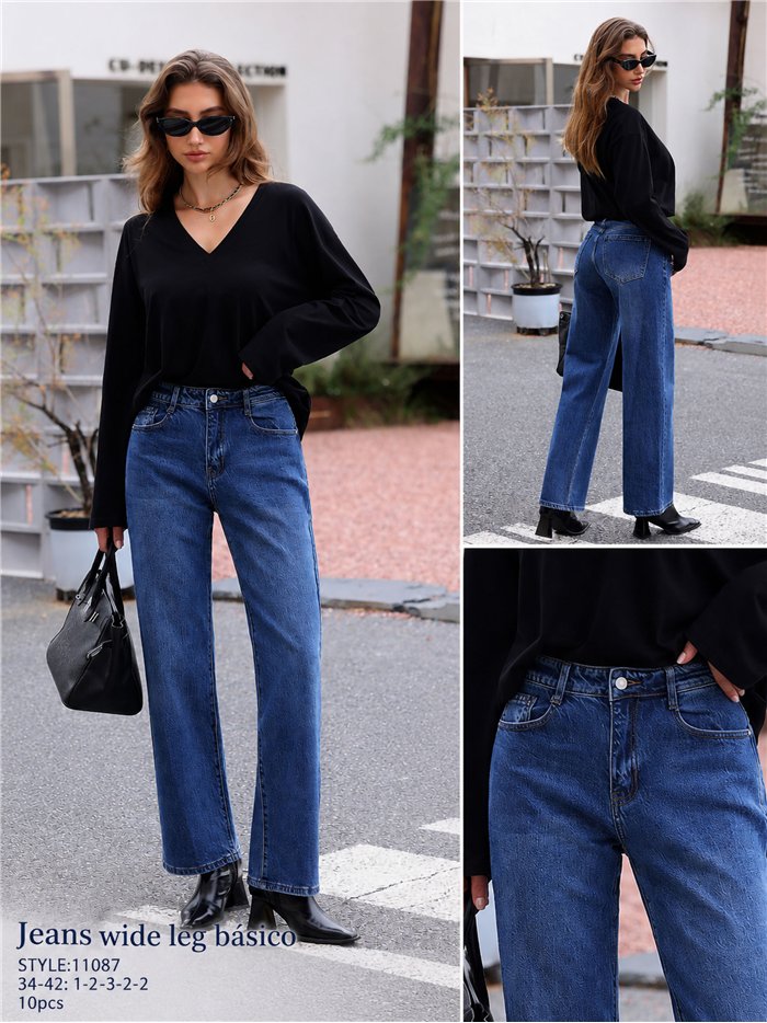 jeans blu a gamba larga