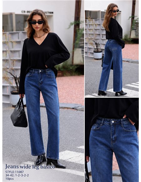 jeans blu a gamba larga