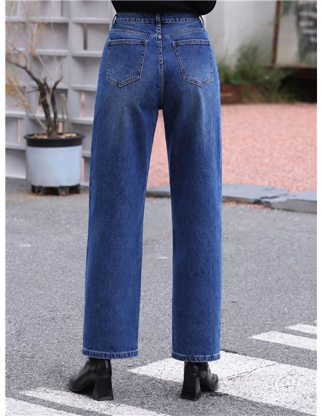 jeans blu a gamba larga