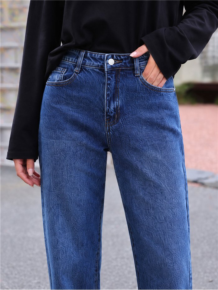 jeans blu a gamba larga