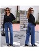 jeans blu a gamba larga