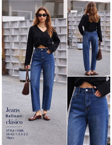 Jeans blu a palloncino