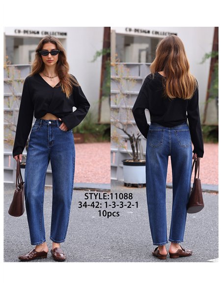 Jeans blu a palloncino