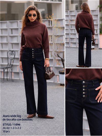 Button-front wide leg jeans 2