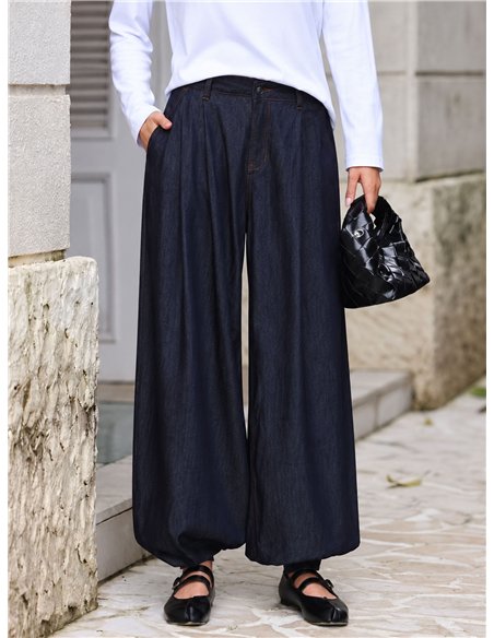 Jeans a palloncino in denim scuro