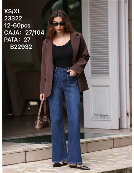 Jeans a gamba larga con borchie laterali