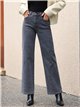 Jeans grigi a gamba dritta con borchie e strass