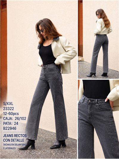 Studded grey straight jeans 2