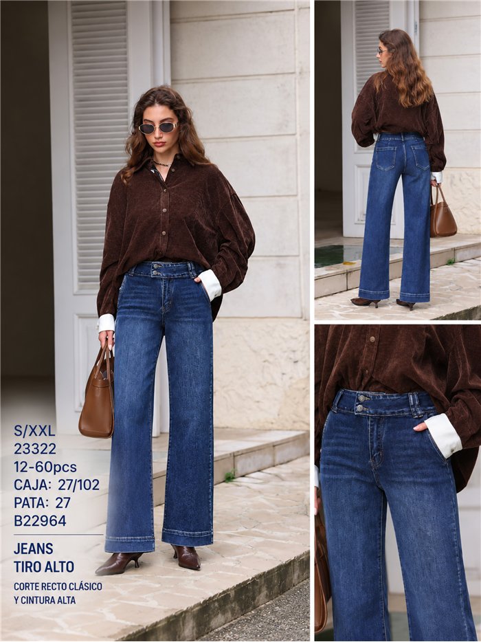 Hochgeschnittene Jeans mit weitem Bein