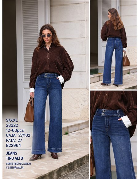 Hochgeschnittene Jeans mit weitem Bein
