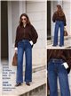 Hochgeschnittene Jeans mit weitem Bein