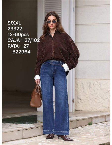 Hochgeschnittene Jeans mit weitem Bein