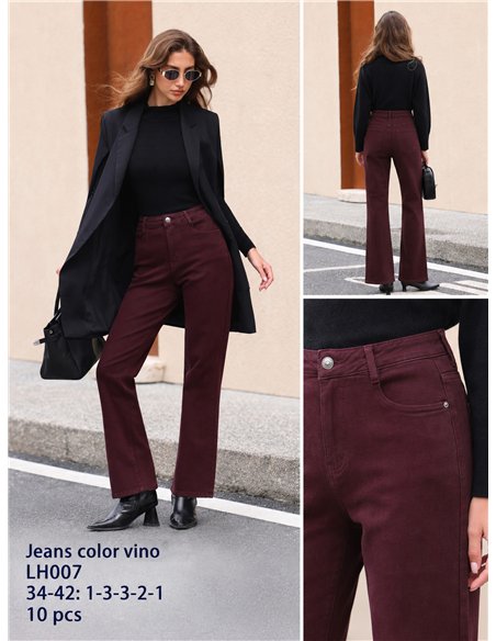 Jeans a gamba larga color bordeaux