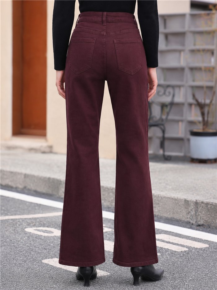 Jeans a gamba larga color bordeaux