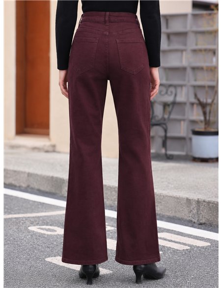 Jeans a gamba larga color bordeaux
