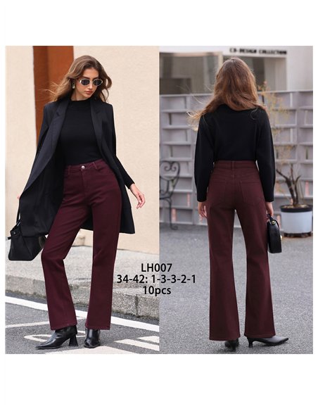 Jeans a gamba larga color bordeaux