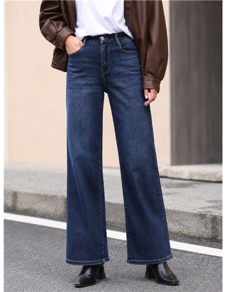 Jeans a gamba larga in denim scuro