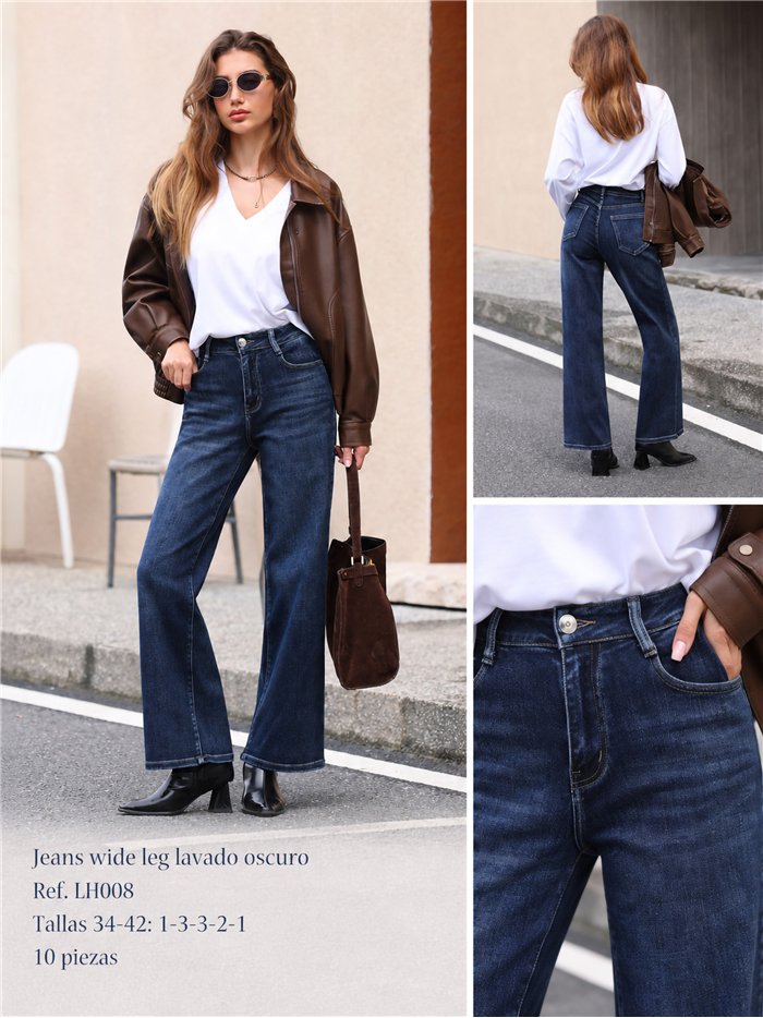 Jeans a gamba larga in denim scuro