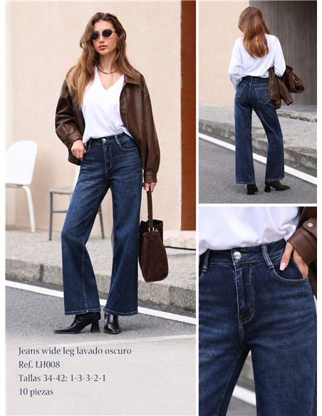 Jeans a gamba larga in denim scuro