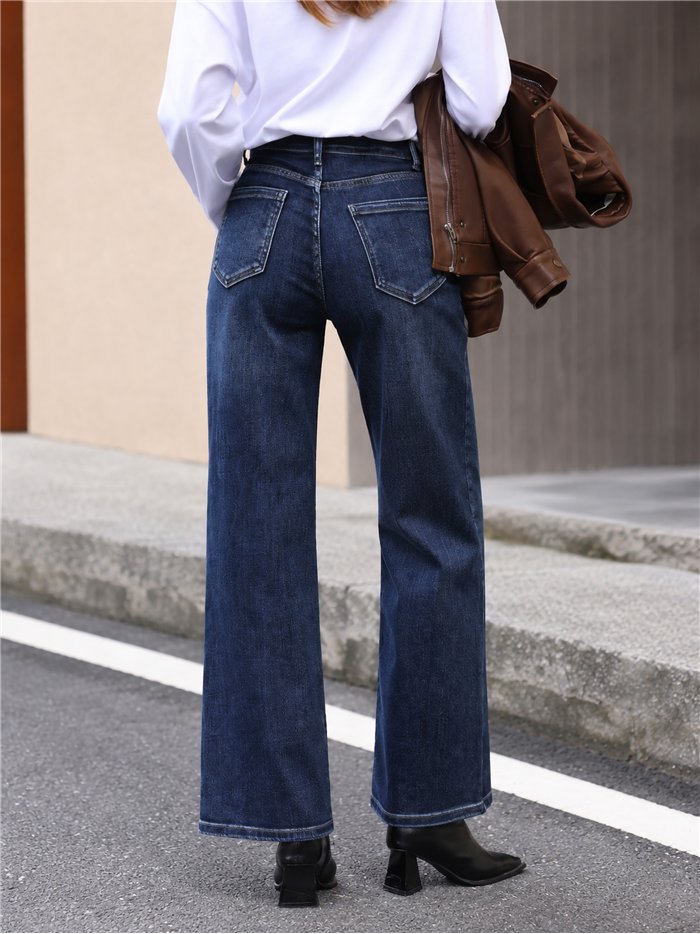 Jeans a gamba larga in denim scuro