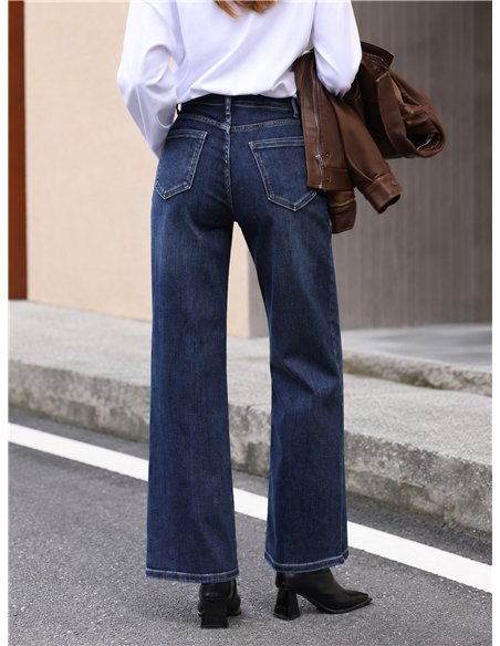Jeans a gamba larga in denim scuro