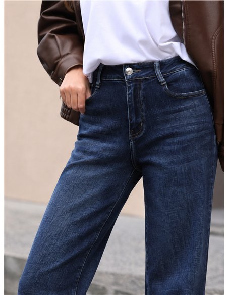 Jeans a gamba larga in denim scuro