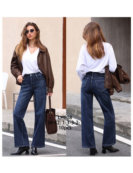 Jeans a gamba larga in denim scuro