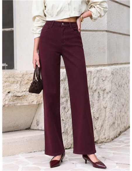 Jeans a gamba dritta color bordeaux