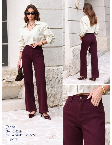 Jeans a gamba dritta color bordeaux