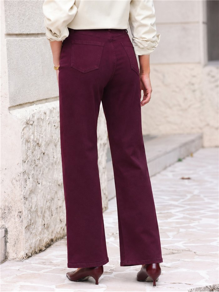 Jeans a gamba dritta color bordeaux