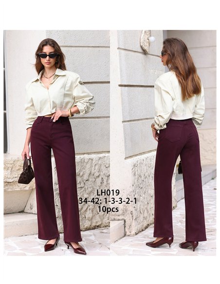 Jeans a gamba dritta color bordeaux