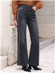 Jeans grigi a gamba larga con orlo sfrangiato