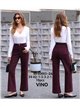Jeans a gamba larga color vino con tasche anteriori